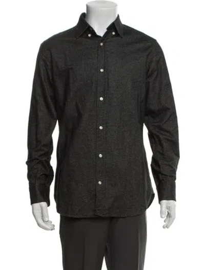 Pre-owned Officine Generale Collar Long Sleeve T-shirt In Grey
