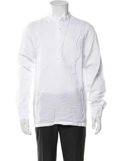 Pre-owned Officine Generale Collar Long Sleeve T-shirt In White