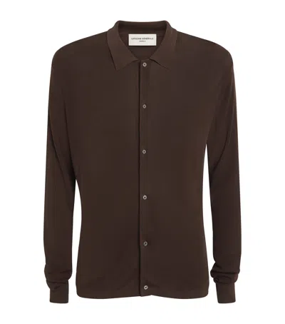 Officine Generale Collared Cardigan In Brown