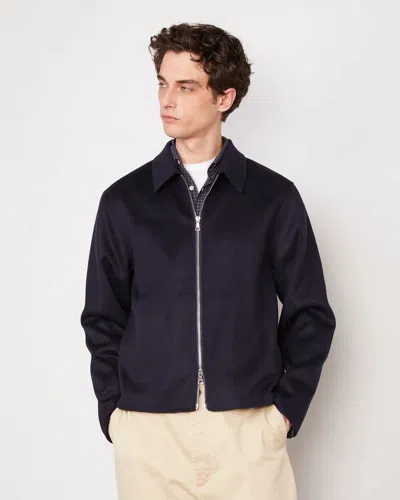 Officine Generale Collared Overshirt Jacket In Blue