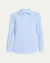 Officine Generale Colombe Stripe Long-sleeve Shirt In Dreamblue/white