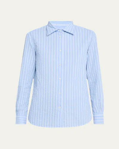 Officine Generale Colombe Stripe Long-sleeve Shirt In Dreamblue/white