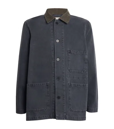 Officine Generale Cotton Corduroy-collar Carlito Jacket In Blue