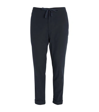 Officine Generale Cotton Drawstring Tailored Trousers In Navy