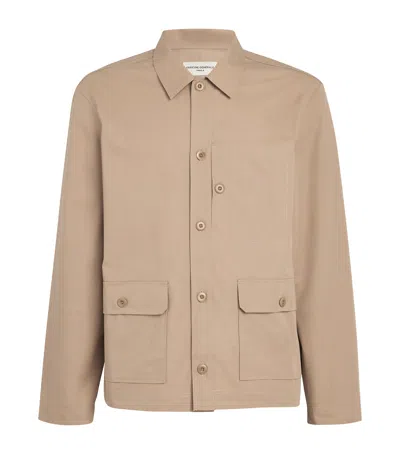 Officine Generale Cotton Gibson Overshirt In Beige