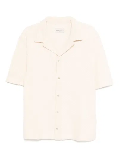 Officine Generale Eren Embroidered Cotton-blend Shirt In Blush