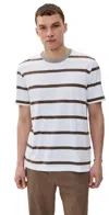 Officine Generale Short Sleeve Striped Tee In Neutral