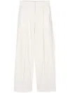 Officine Generale Pleated Poplin Straight Trousers In White