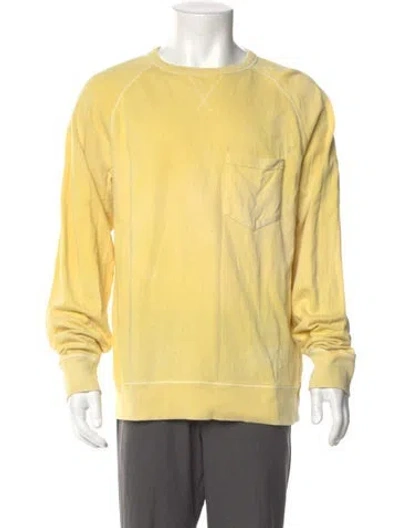 Pre-owned Officine Generale Crew Neck Long Sleeve T-shirt In Yellow