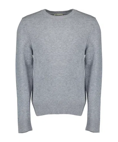 Officine Generale Crew Neck Long-sleeved Sweater In Gray