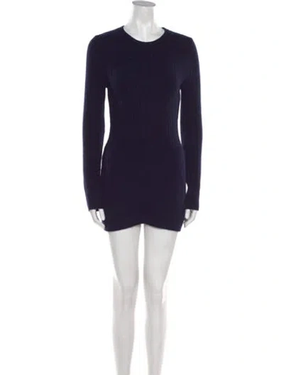 Pre-owned Officine Generale Crew Neck Mini Dress In Blue