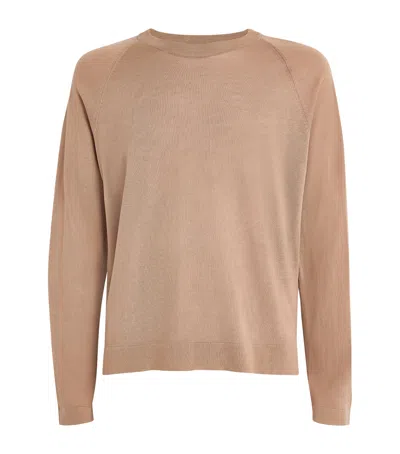 Officine Generale Crew-neck Nate Sweater In Brown