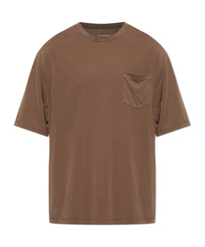 Officine Generale Crew Neck Short-sleeved T-shirt In Brown