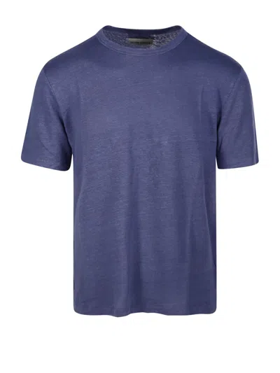 Officine Generale Crewneck Short-sleeved T-shirt In Nightshadow