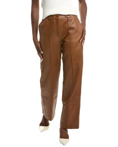 Officine Generale Daphne Leather Pant In Brown
