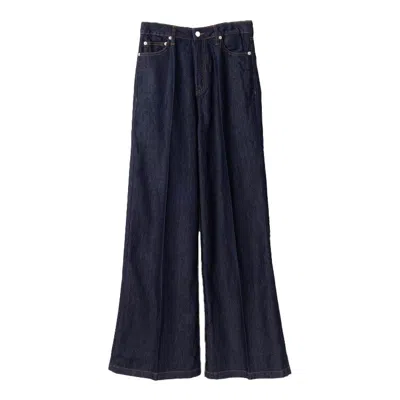 Officine Generale Dark Indigo Mid Waisted Wide Leg Jeans In Black