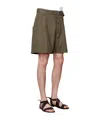 Officine Generale Daryl Belted Bermuda Shorts In Olive Night