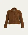 Officine Generale Dewi Deco Goat Suede Jacket In Brown