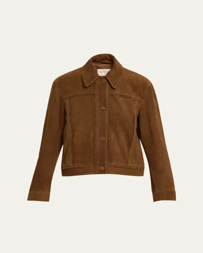 Officine Generale Dewi Deco Goat Suede Jacket In Brown