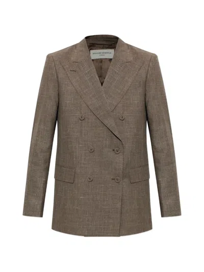 Officine Generale Double-breasted Blazer In Green