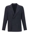 Officine Generale Double Breasted Four Buttons Jacket In Dark Navy