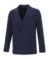 Officine Generale Double Breasted Four Buttons Jacket In Dark Navy
