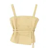 Officine Generale Double-breasted Strap Top With Asymmetrical Hem In Yellow