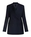 Officine Generale Pinstripe Double-breasted Jacket In Blue