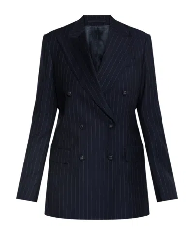 Officine Generale Double-breasted Suit Jacket In Blue