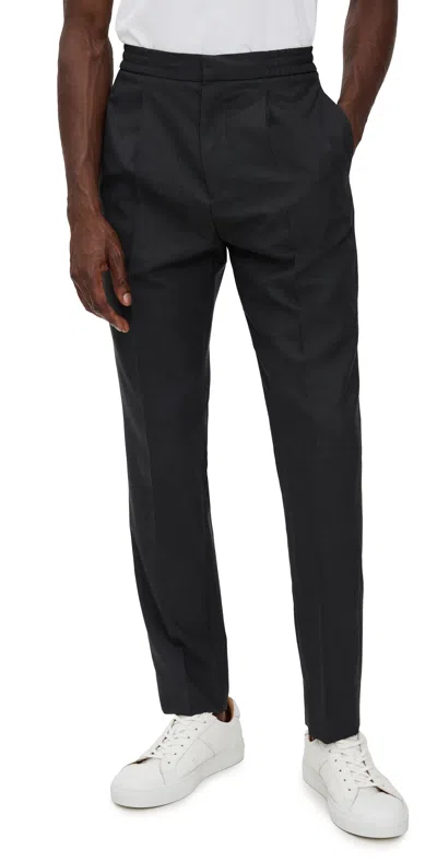Officine Generale Drew Italian Fresco Pants Dark Grey In Gray