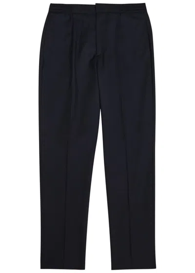 Officine Generale Officine Générale Drew Tapered Wool Trousers In Blue