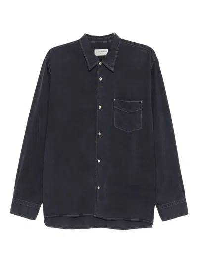 Officine Generale Dye Contrast Stitched Shirt In Gray