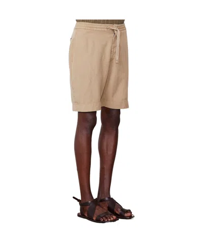 Officine Generale Elastic Waist Shorts In Khaki
