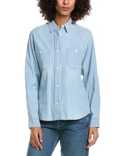 Officine Generale Elena Chambray Shirt In Blue