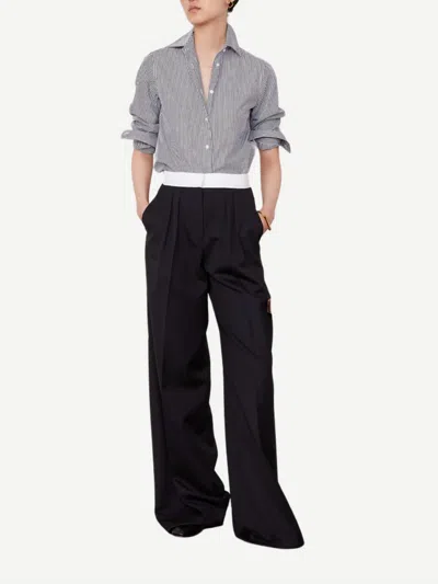 Officine Generale Elia Herringbone Wool Pants In Black