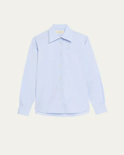 Officine Generale Ella Long-sleeve Cotton Poplin Shirt In Blue