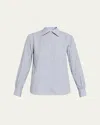 Officine Generale Ella Long-sleeve Textured Japanese Cotton Shirt In Blue