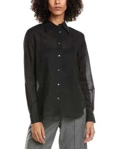 Officine Generale Ella Seersucker Shirt In Black