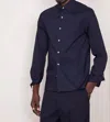 Officine Generale Eloi Organic Cotton Poplin Shirt In Dark Navy In Blue