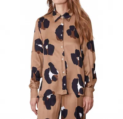 Officine Generale Elzini Italia Vi Leo Print Shirt In Toffee/black/brown/white In Multi
