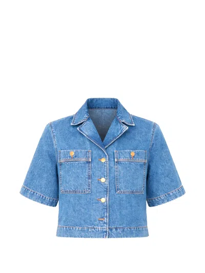 Officine Generale Enna Pocket-details Denim Shirt In Blue