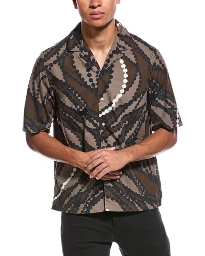 Officine Generale Eren Printed Shirt In Brown