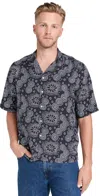 Officine Generale Officine Générale Eren Twill Camp Shirt In Dknavy/blue/white