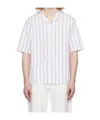 Officine Generale Eren Gestreiftes Hemd Aus Baumwollpopeline In White