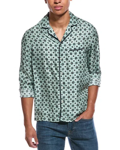 Officine Generale Erwan Silk Shirt In Green