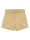 Officine Generale Twill Cotton Piedye Shorts In Brown