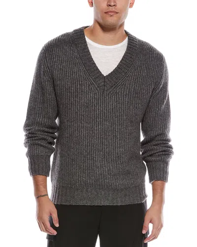 Officine Generale Francis Alpaca-blend V-neck Sweater In Gray