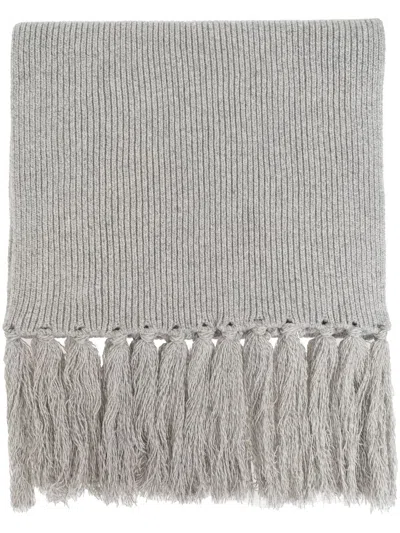 Officine Generale Fringed Wool Scarf In Gray