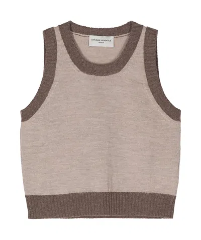 Officine Generale Gabriela Virgin Wool Tank Top In Nude