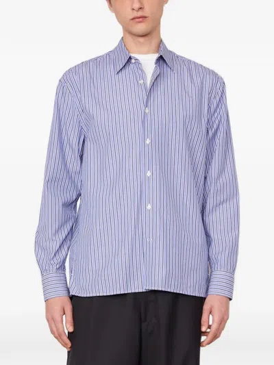 Officine Generale Gad Striped Long-sleeve Shirt In Purple